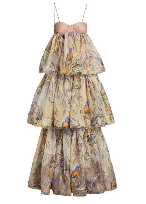 Borrow a Zimmermann Zimmermann Candescent Parakeets Gown Print