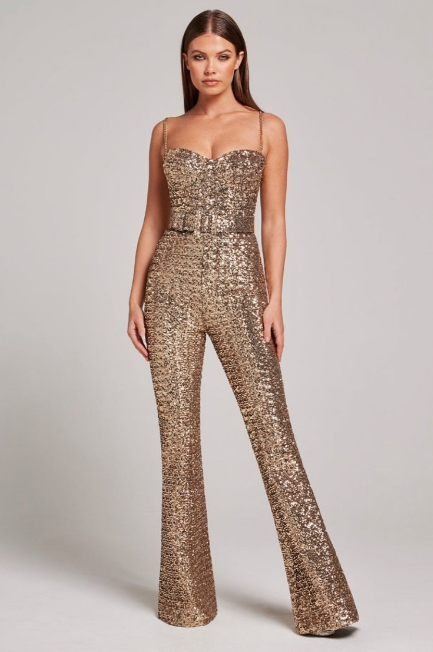 For rent a Nadine Merabi Lucinda Gold Jumpsuit