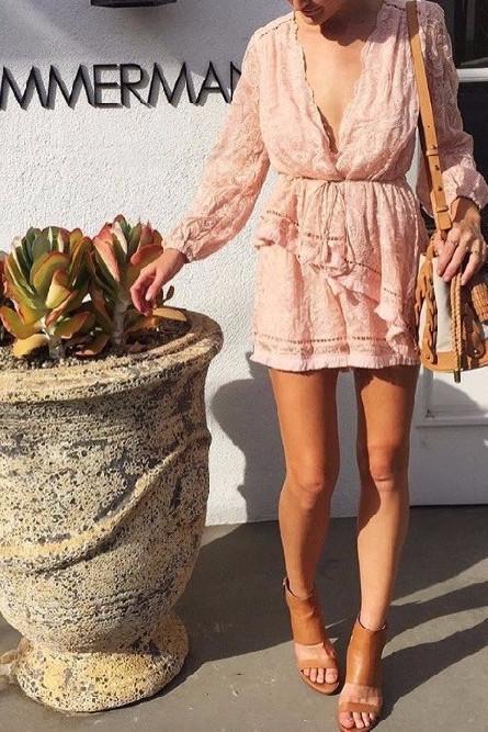 Designer rental Zimmermann Henna Floating Fringe Playsuit