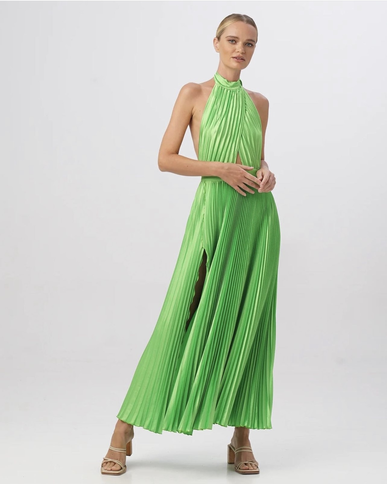 Formal rental Lidee Renaissance Split Gown Neon Green