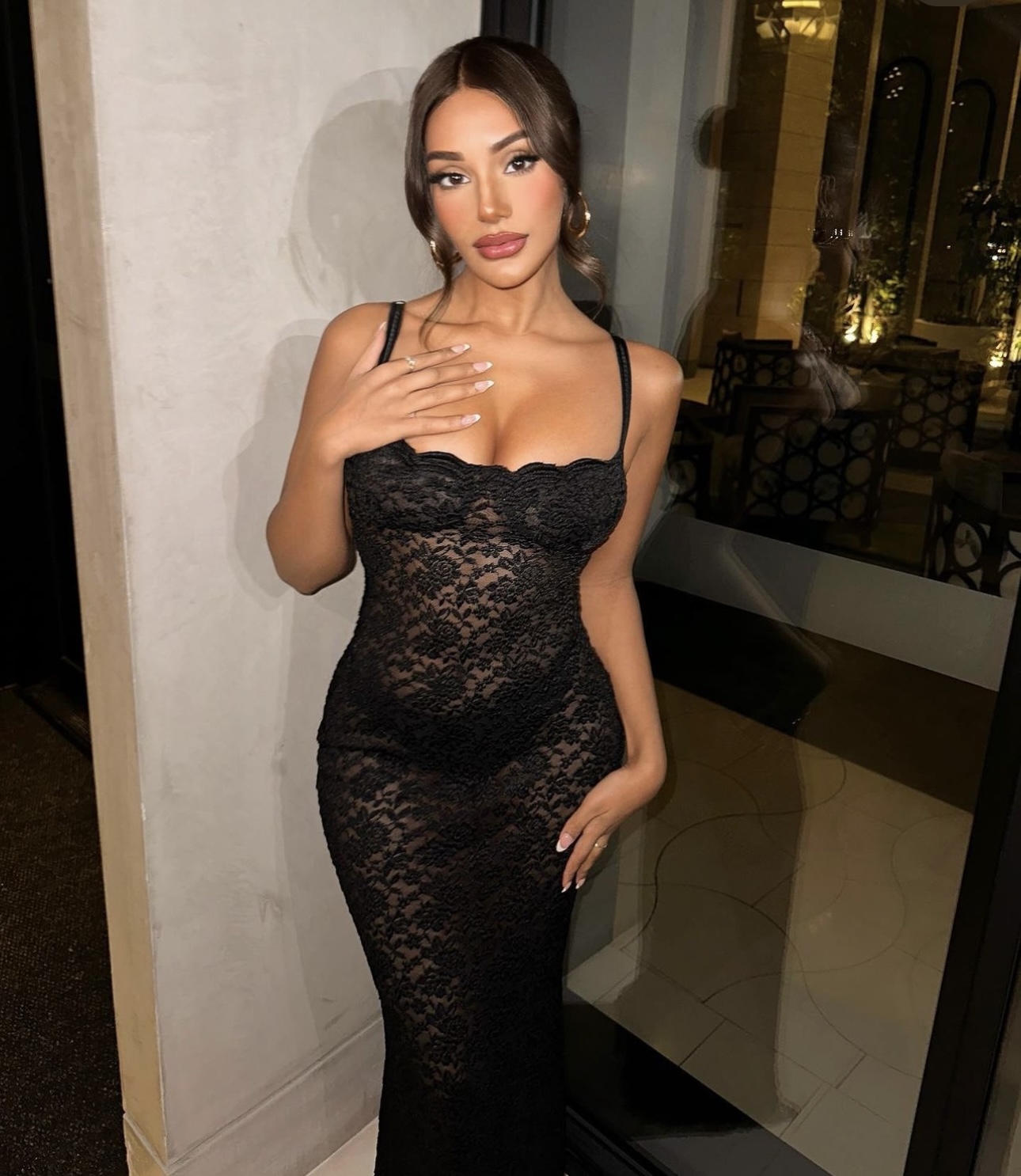 Designer rental Basik Black Lace Maxi Dress