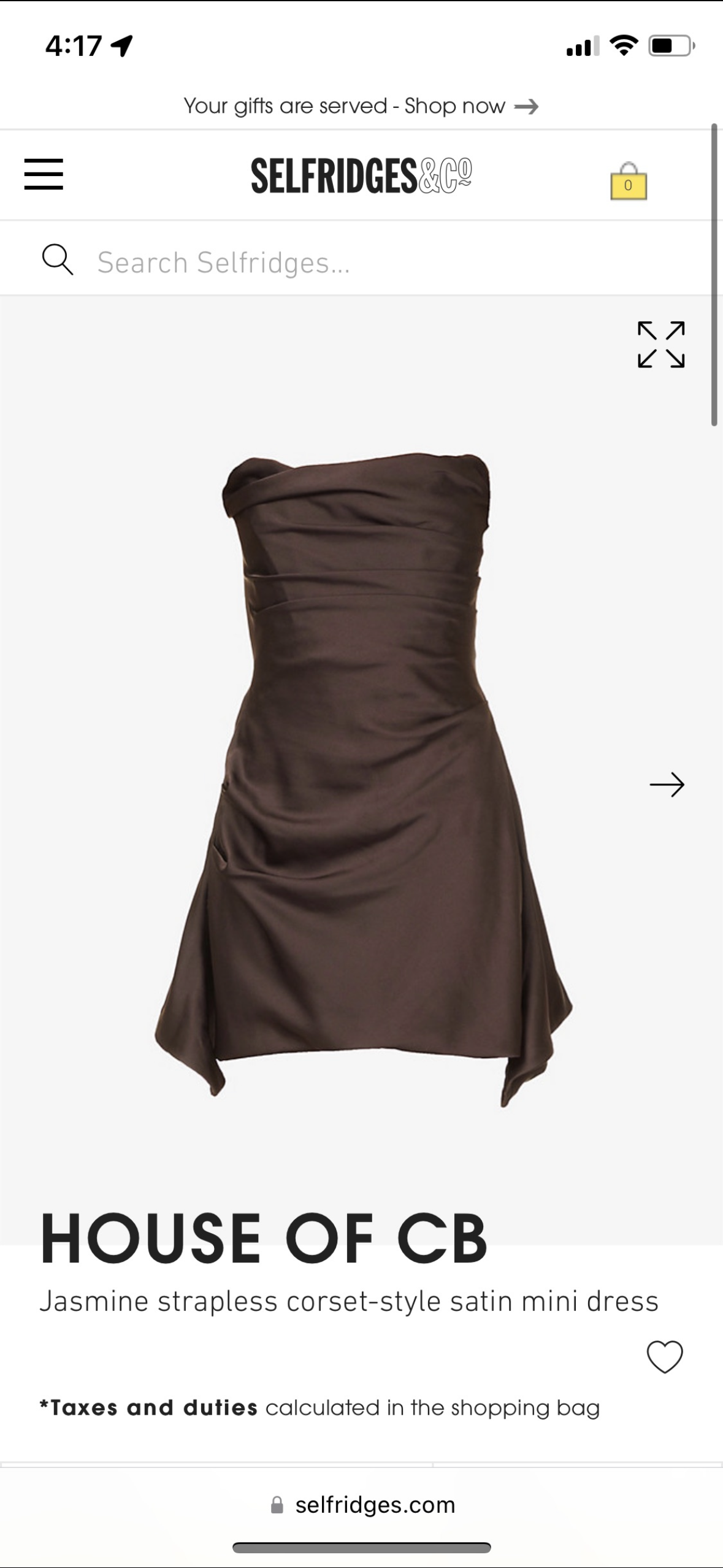 Loan a House Of Cb Jasmine Draped Strapless Corset Dress In Brown