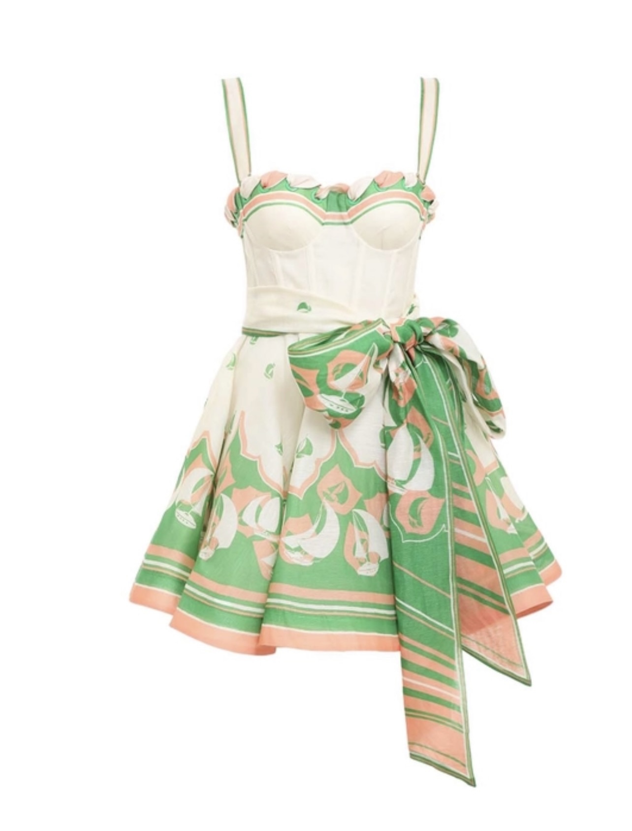 Hire a Zimmermann Zimmermann High Tide Eyelet Mini Dress In Green Sailboats Size Op/Au 6