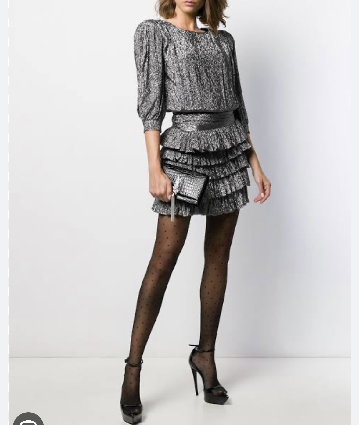 Rental Saint Laurent Metallic Ruffled Mini Dress