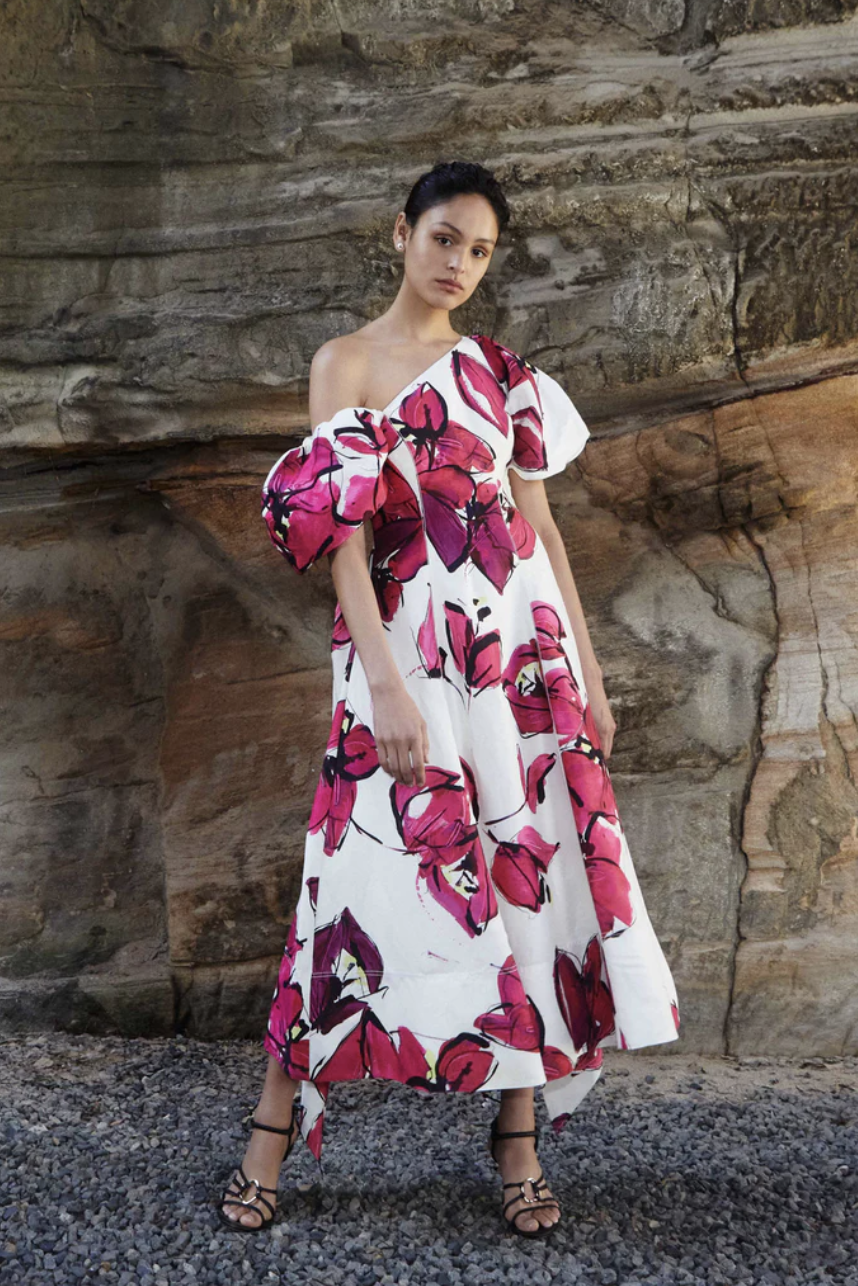 Loan a Aje Arista Tulip Sleeve Midi Dress