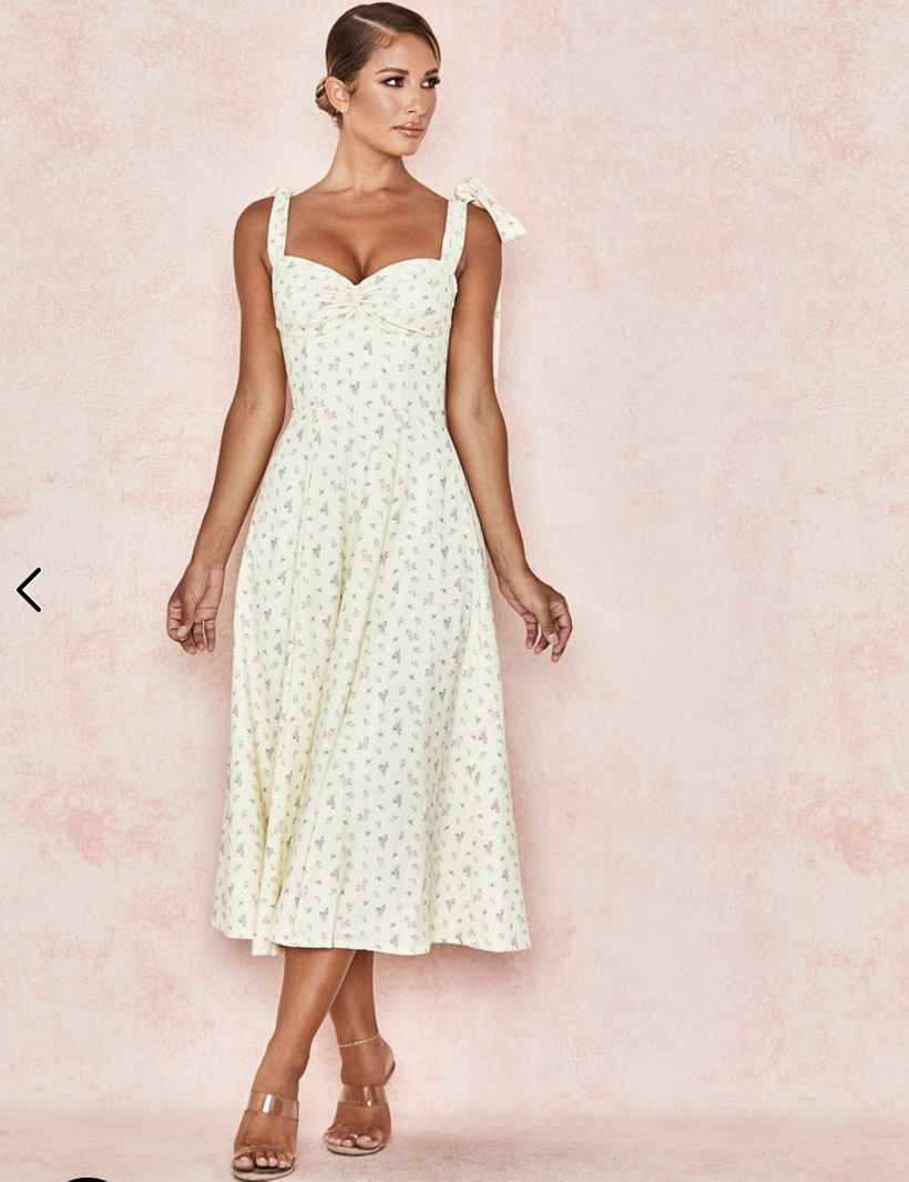 Borrow a House Of Cb Alicia Lemon Floral Print Midi Sundress