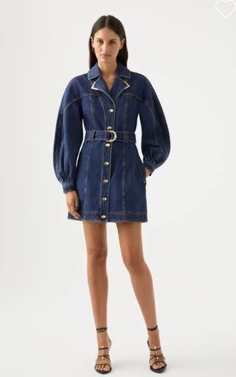 Designer rental Aje Elena Belted Denim Mini Dress
