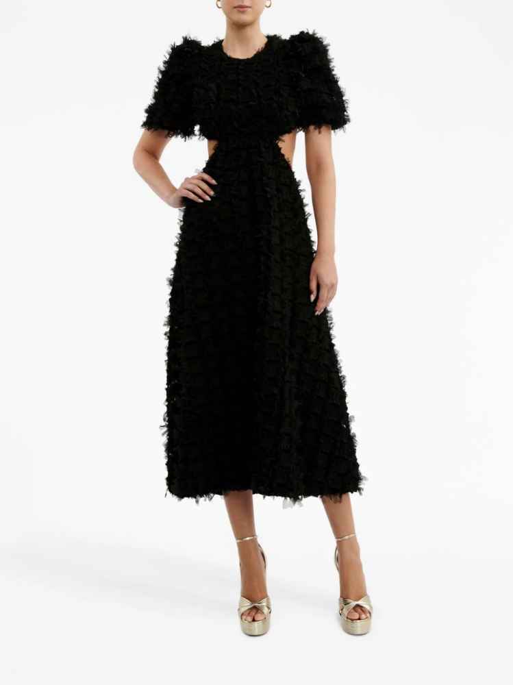 Loan a Rebecca Vallance Cherie Amour Puff Sleeve Midi Dress Black