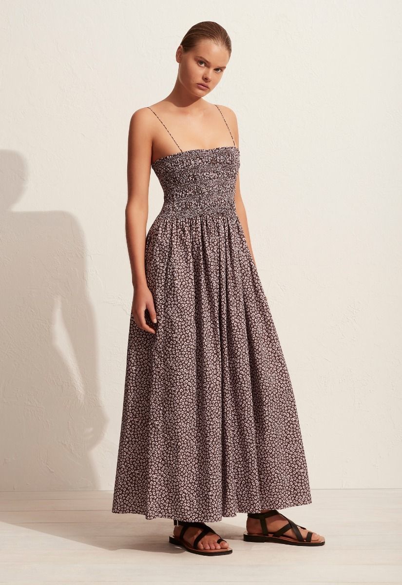 Borrow a Matteau Shirred Bodice Dress In Amethyst Wildflower