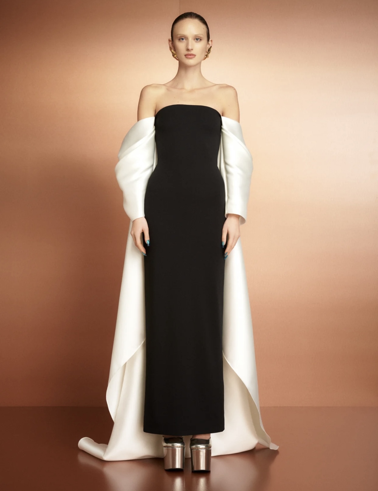 Hire a Solace London The Kyla Maxi Dress In Black And Cream Size 16 Black And White