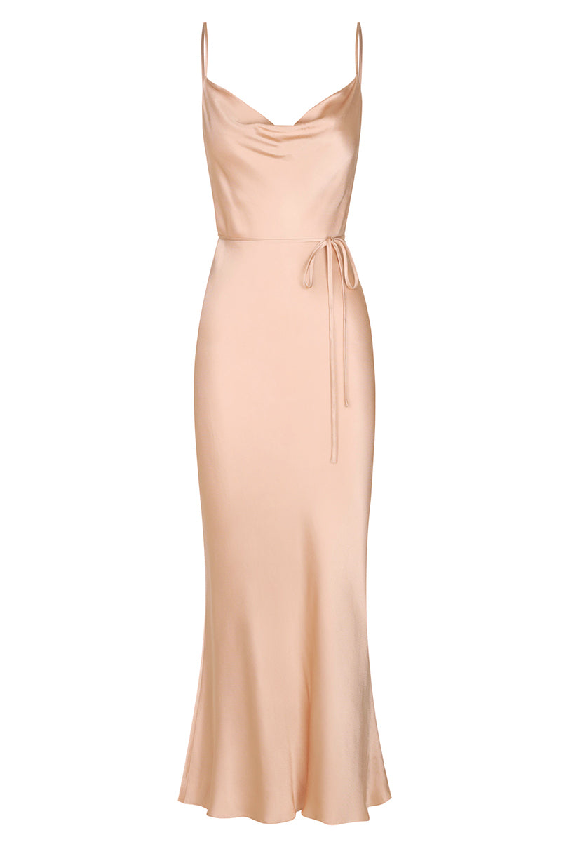 Formal rental Shona Joy La Lune Bias Cowl Midi Dress Desert Rose