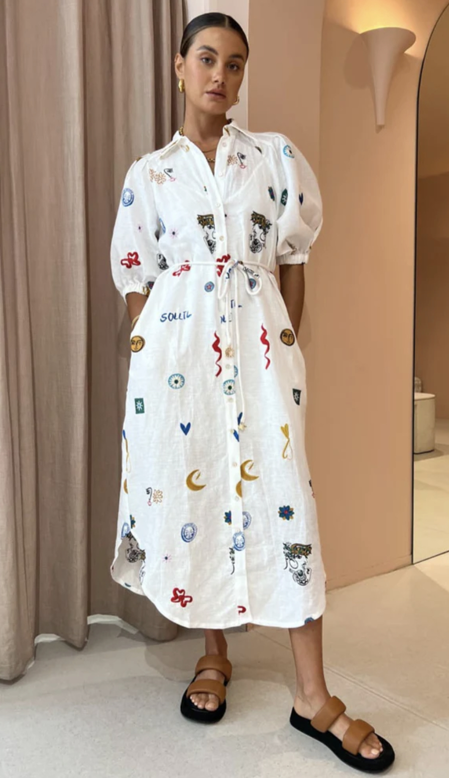 Formal rental Alemais Alemais Soleil Embroidered Shirtdress