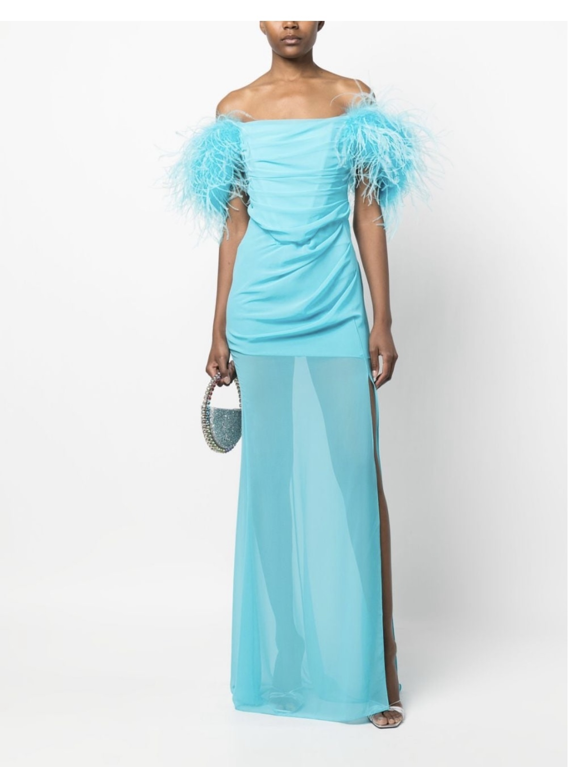 Formal rental Giuseppe Di Morabito Feather Trimmed Georgette Maxi