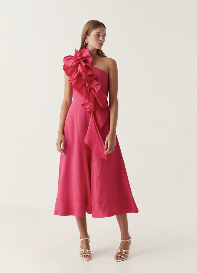 Designer rental Aje Adelia Ruffle Midi Dress