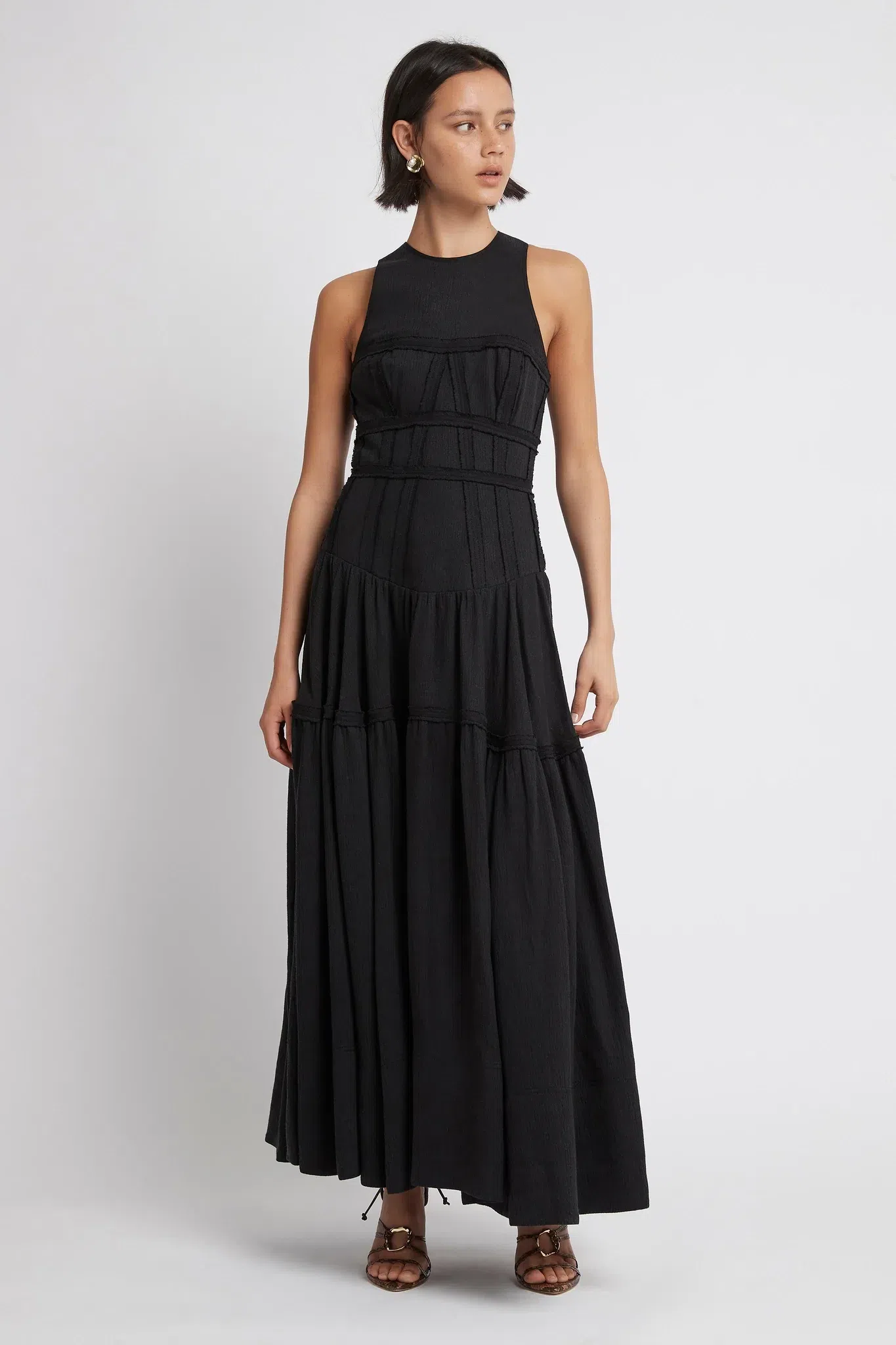 Borrow a Aje Aje Tidal Corset Midi Black Dress
