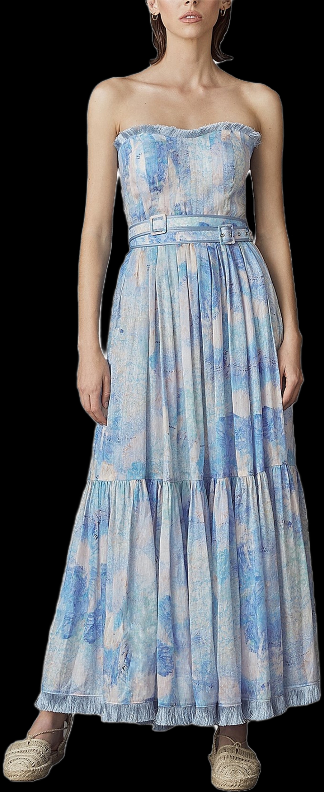 Rental Leo Lin Leo Lin Oceania Silk Linen Strapless Dress