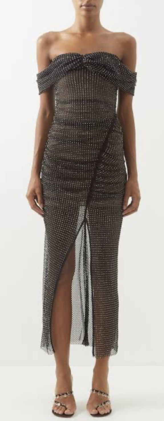 Cheap designer Self Portrait Embellished Crystal Net Dress