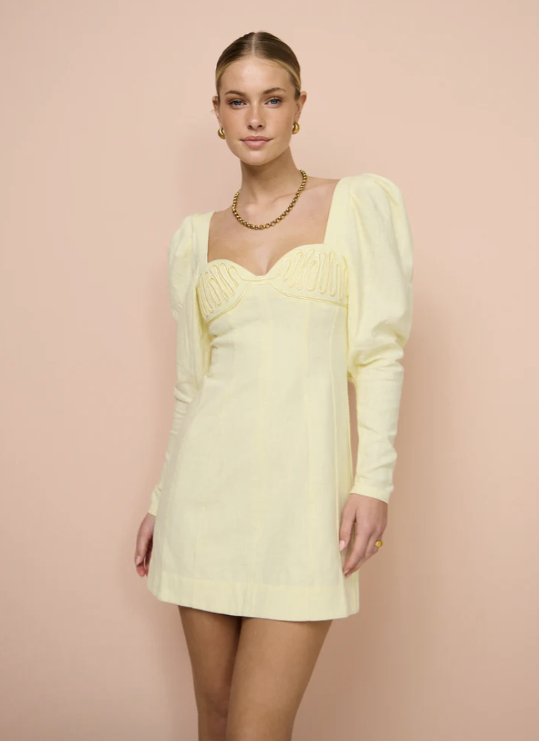 Rent a Clea Clea Leyla Embroidered Mini Dress In Limoncello
