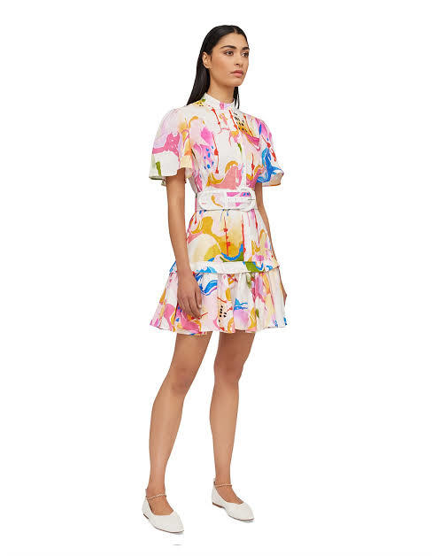 Borrow a Leo Lin Carousel Linen Belted Shirt Dress