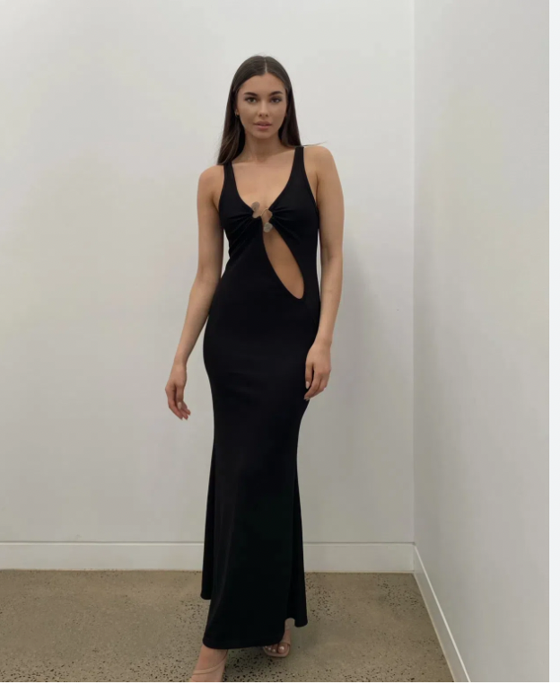 For rent a Christopher Esber Split Release Quartz Maxi Dress Black