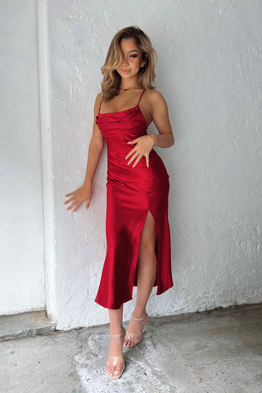 Borrow a Red Satin Dress Dress