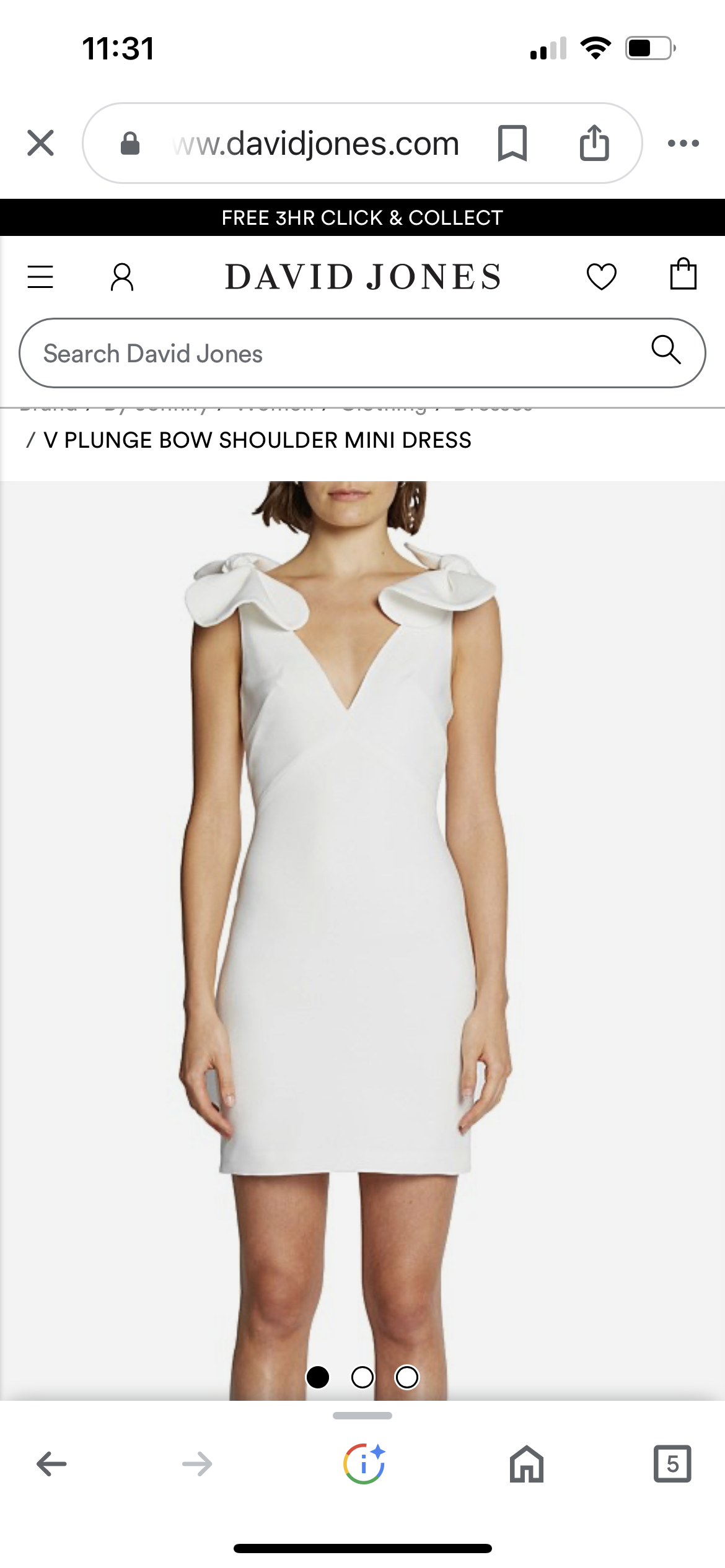 Rental By Johnny V Plunge Bow Shoulder Mini Dress