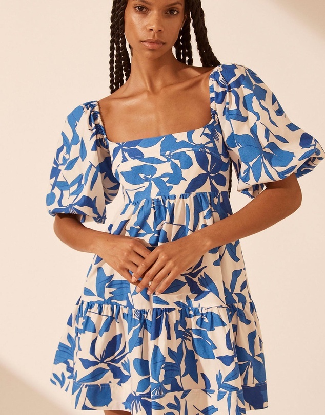 Formal rental Shona Joy Bleue Square Neck Tiered Mini Dress