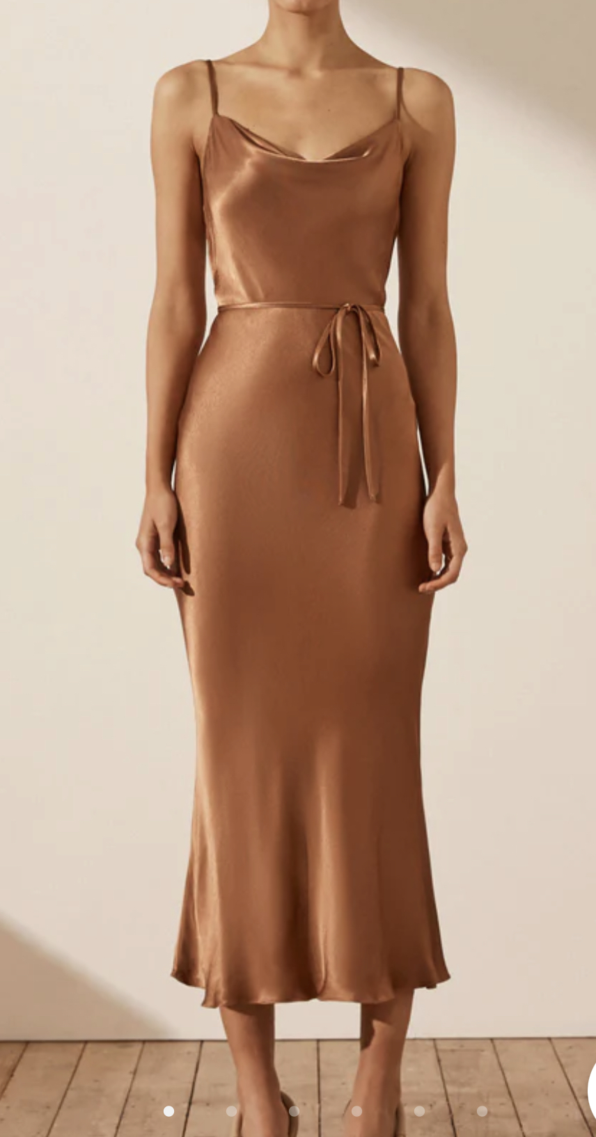 Rental Shona Joy Bias Cowl Midi Dress In Copper