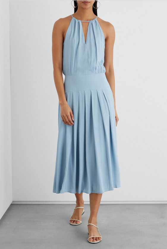 Rent a Iris & Ink Natalie Wrap Effect Pleated Crepe Midi Dress