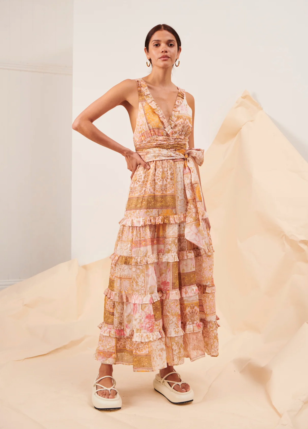 Designer rental Kate Ford Larissa V Ruched Gown