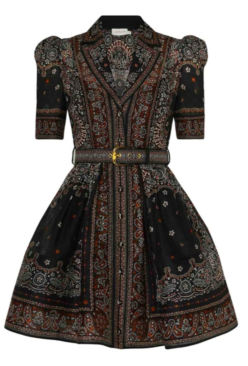Borrow a Zimmermann Matchmaker Mini Shirt Dress Black Bandana