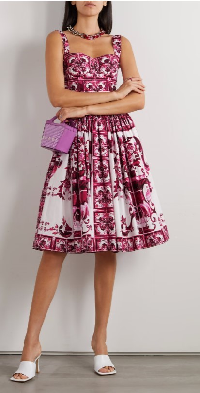 Formal rental Dolce & Gabbana Majolica Print Cotton Midi Dress