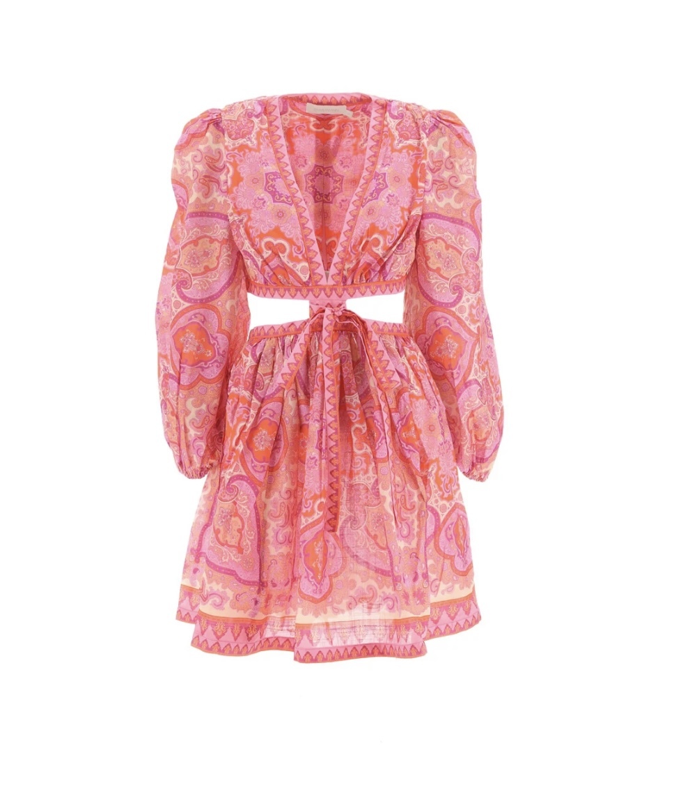 For rent a Zimmermann Halcyon Cutout Paisley Print Cotton Voile Mini Dress