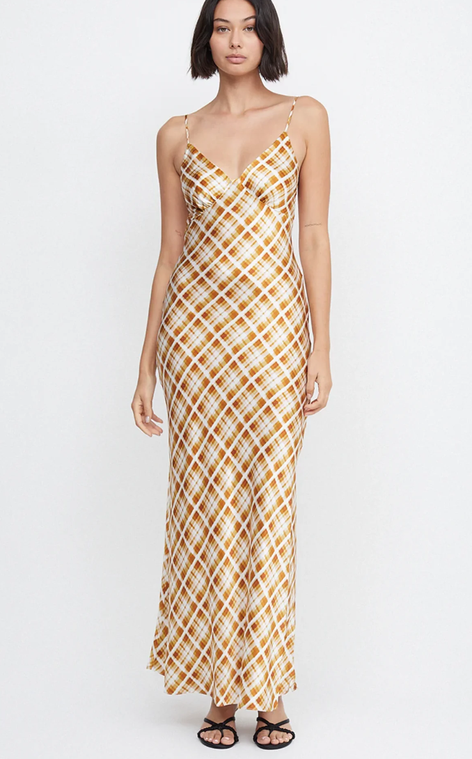 Formal rental Bec + Bridge Amber V Maxi Dress Sunflower Check