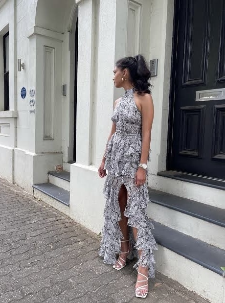 Designer rental Derma Department Oscar Pale Snakeskin Maxi