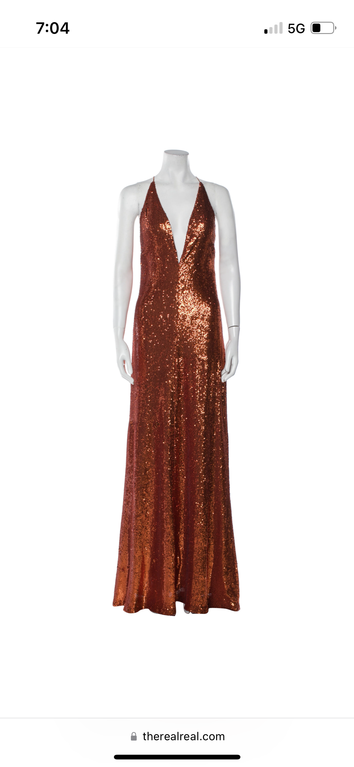 Hire a Halston Heritage Halston Kiara V Neck Copper Sequin Gown