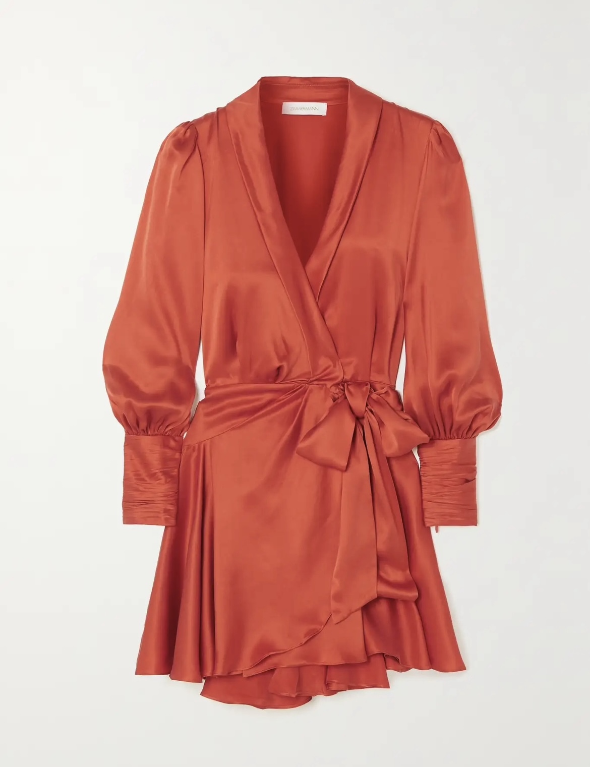 Borrow a Zimmermann Ruffled Silk Satin Mini Wrap Dress