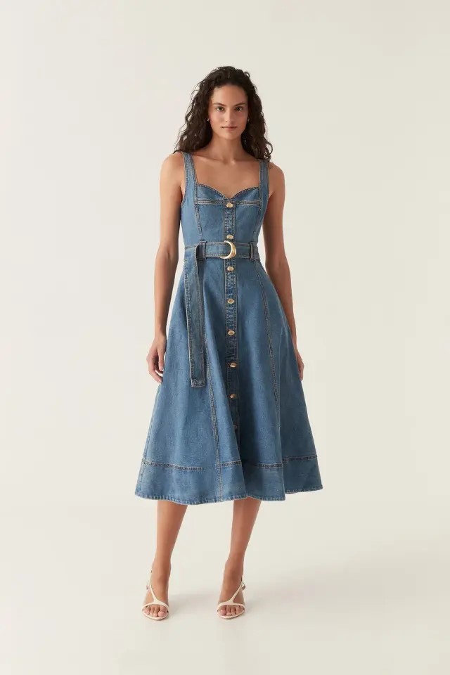 For rent a Aje Clay Denim Midi Dress