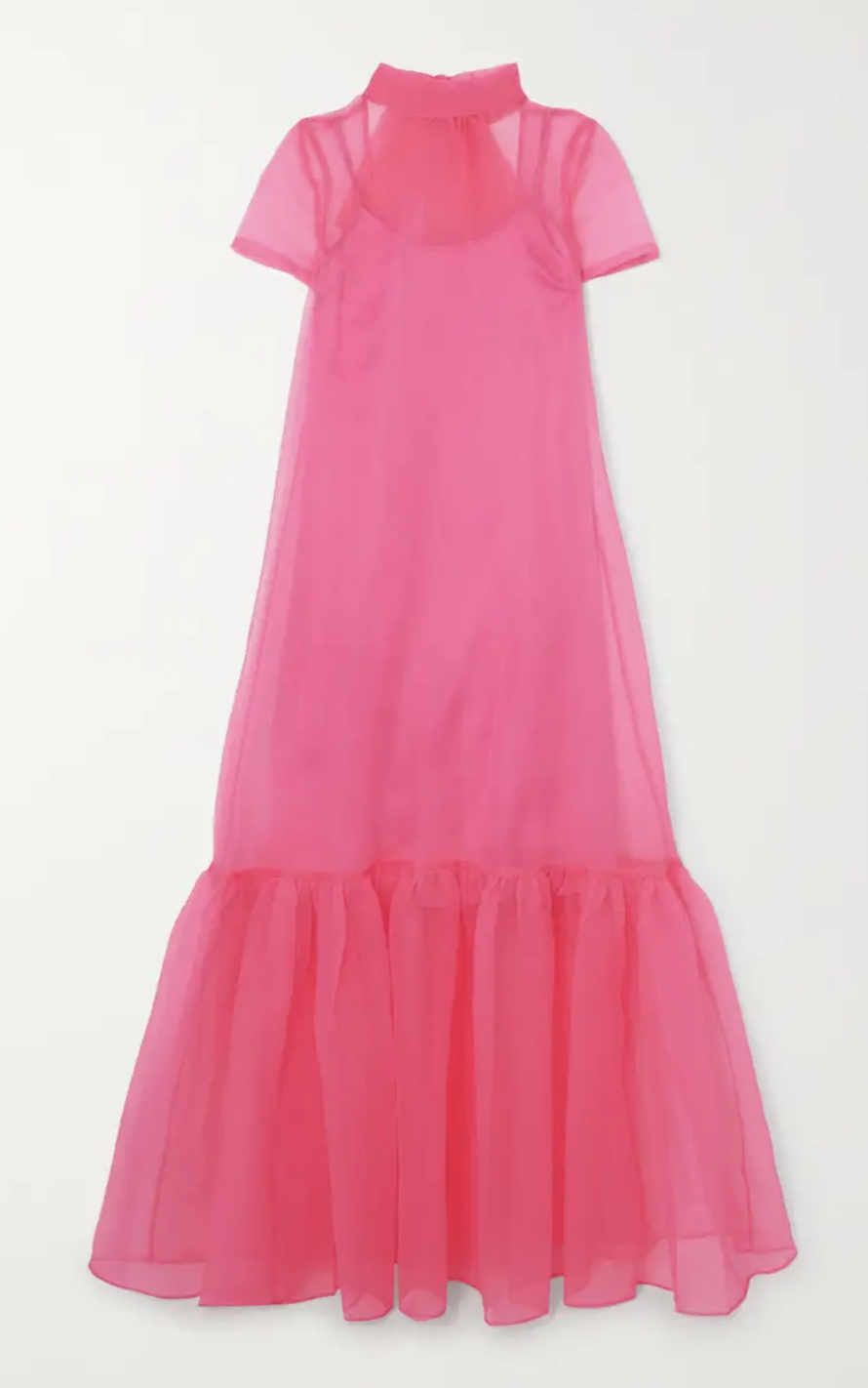 Borrow a Staud Calluna Tie Detailed Organza Maxi Dress