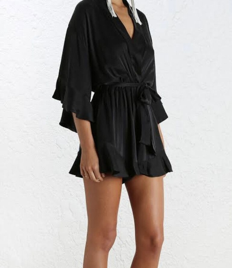 For rent a Zimmermann Silk Suede Empire Black Playsuit