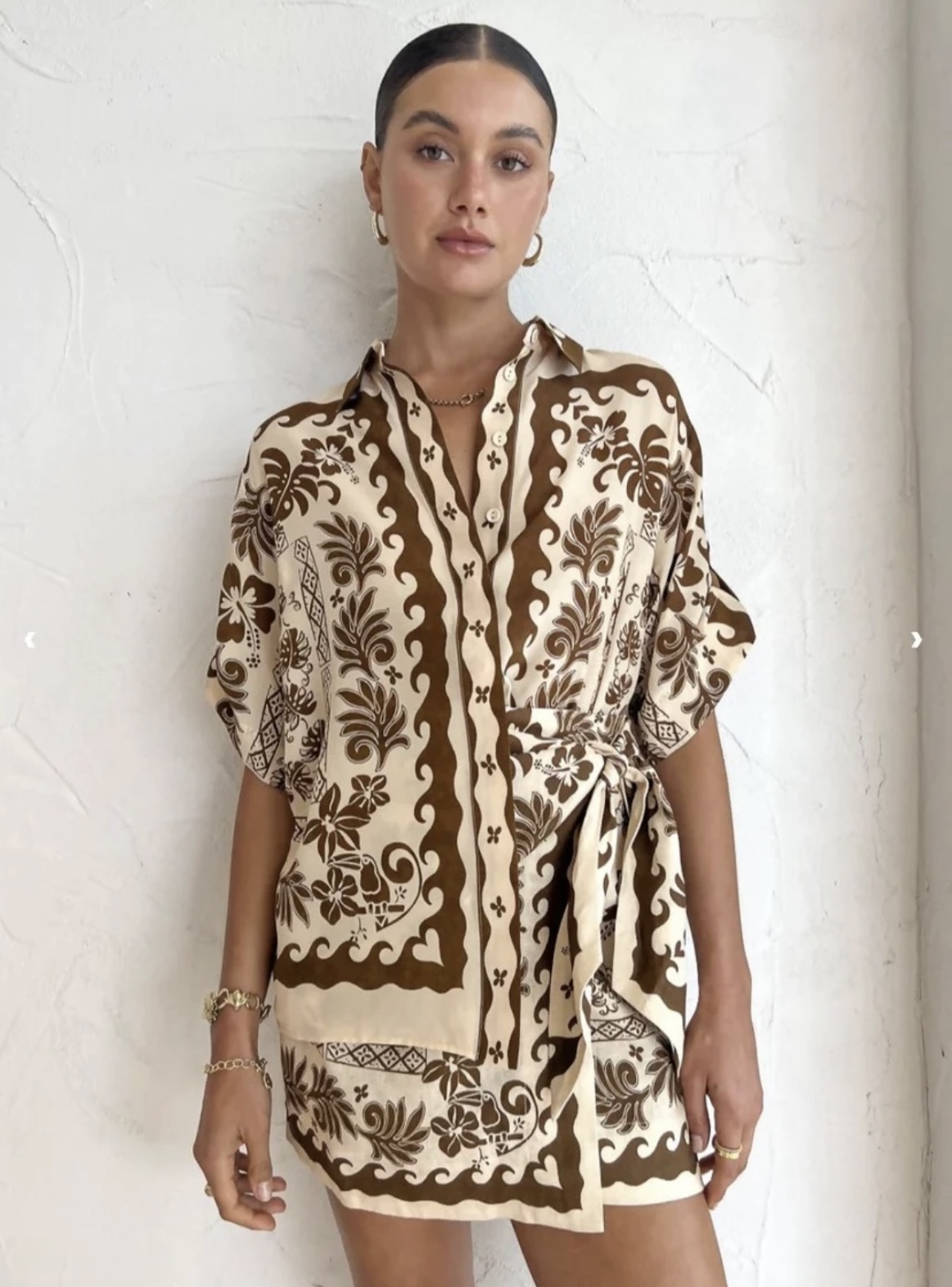 Loan a Alemais Tropic Sarong Mini Skirt And Shirt Set