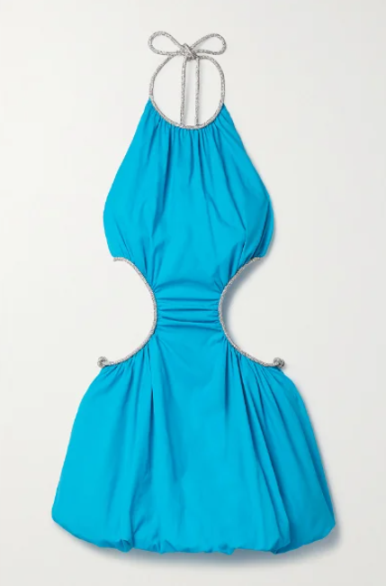 Affordable Staud Willa Crystal Embellished Cutout Recycled Taffeta Halterneck Mini Dress