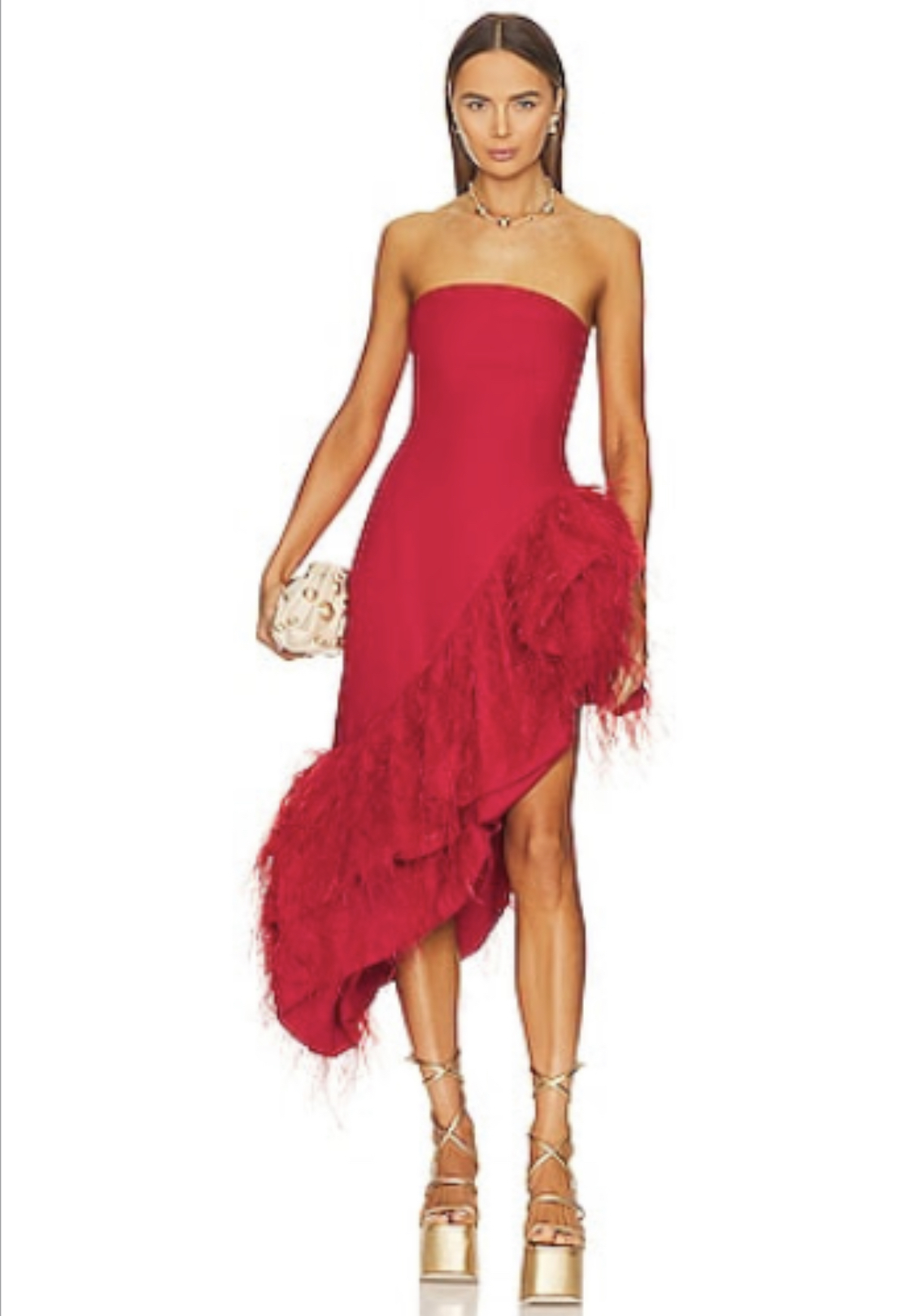Formal rental Cult Gaia Gosia Gown In Amanita Viscose Linen + Feathers