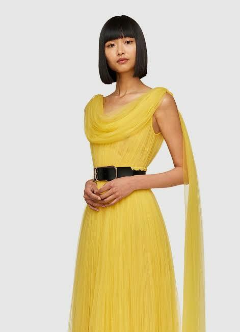 For rent a Leo Lin Juno Draped Floor Length Dress Yellow Size