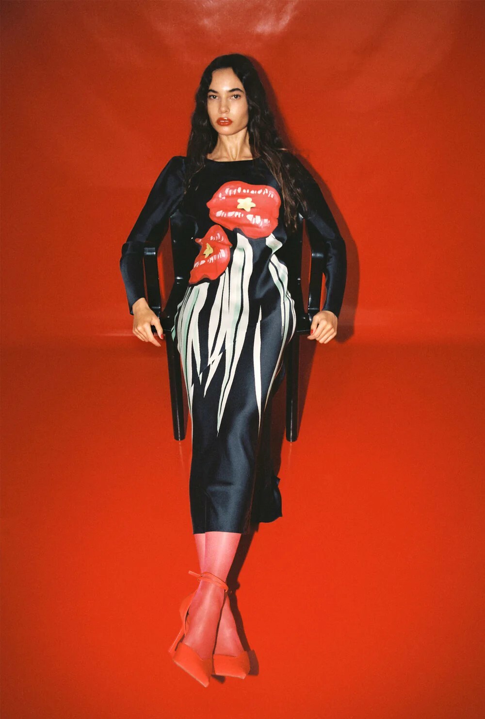 Rent a Silk Laundry Full Sleeve Bias Dress Hot Lips