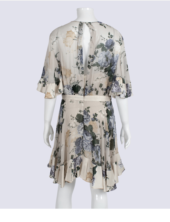 Hire a Lover The Label Peony Georgette Mini Dress In Bone