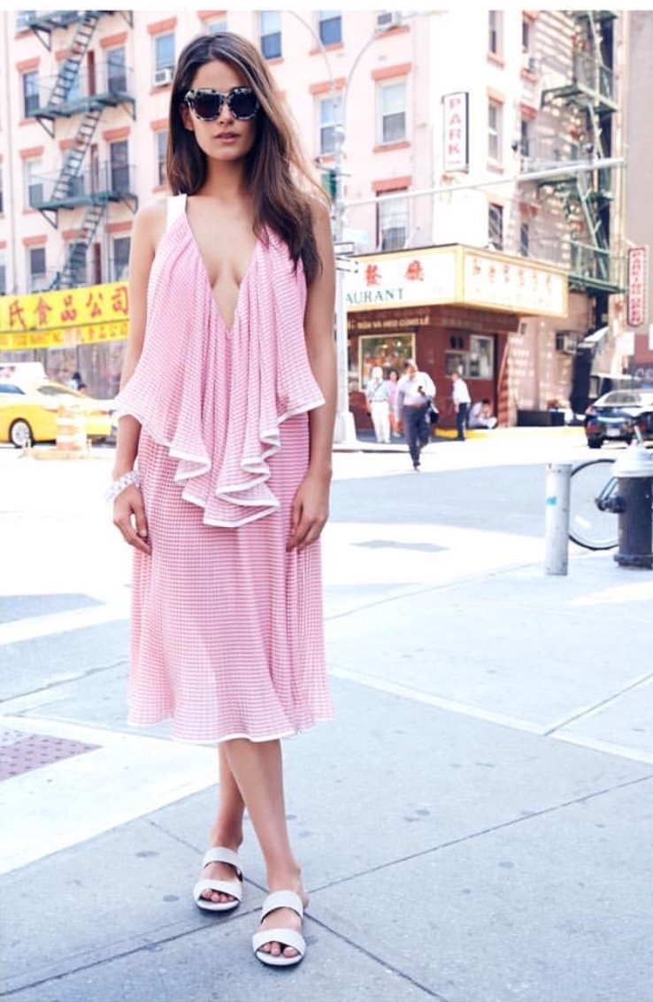 Hire a By Johnny Pink Plunge Pleated Dress