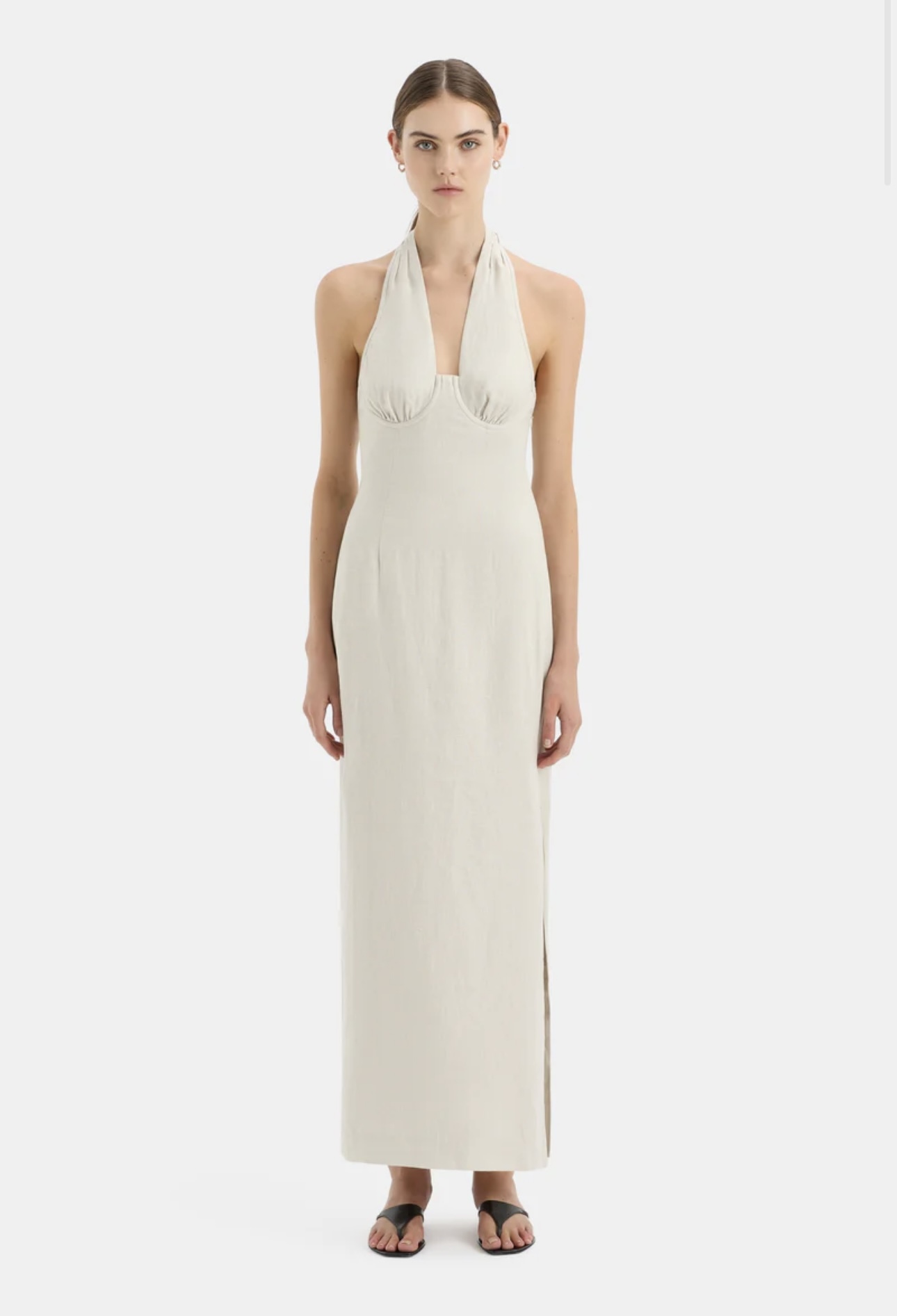 Rental Sir The Label Affogato Halter Midi Dress Ecru