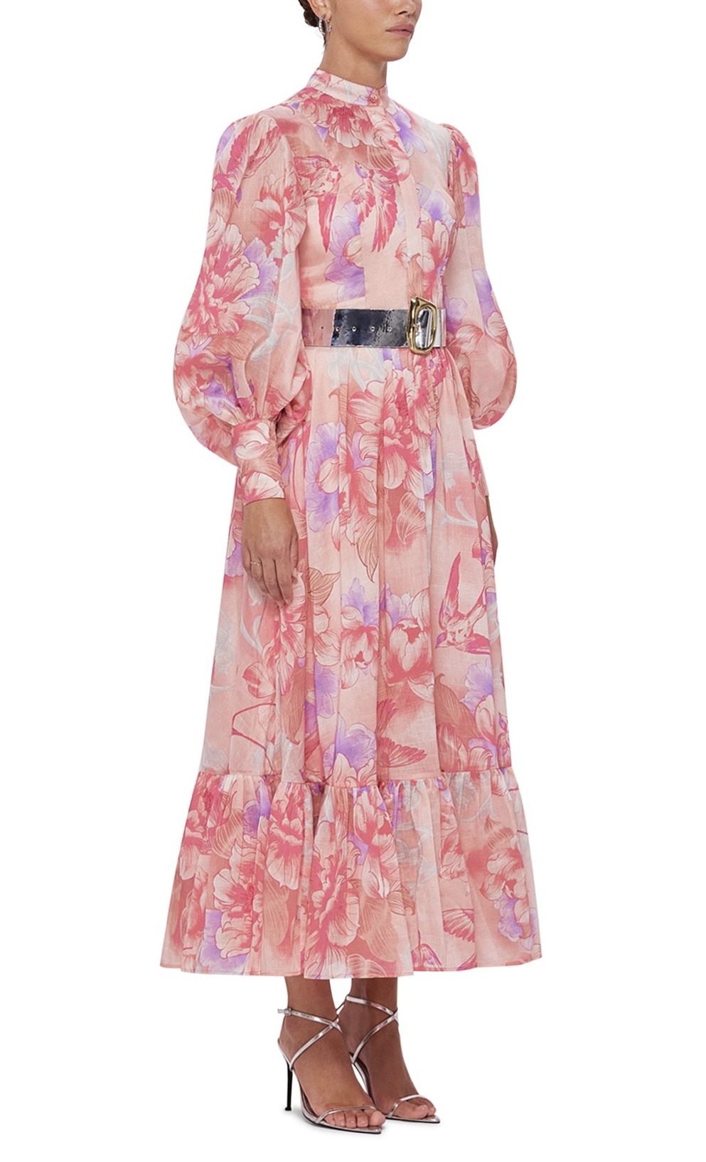 Rental Leo & Lin Nayla Midi Dress Swallow Print In Lush