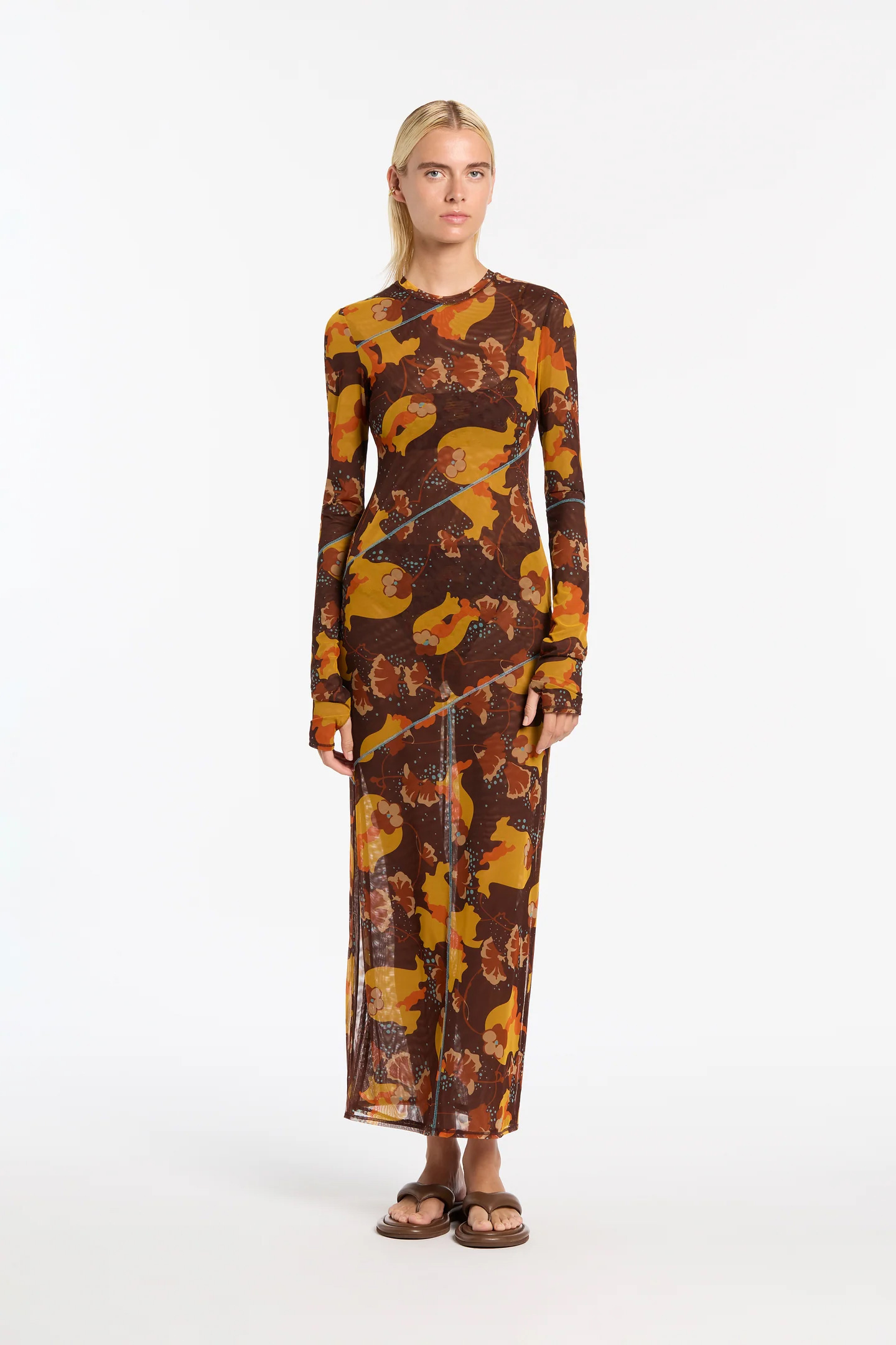 Cheap designer Sir The Label Jacques Mesh Panelled Midi Dress In Floral Expressionist Size 2 Au 10